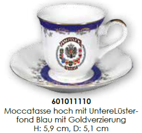 Tasse Moccatasse m. Unters. blau 5,9cm Motiv